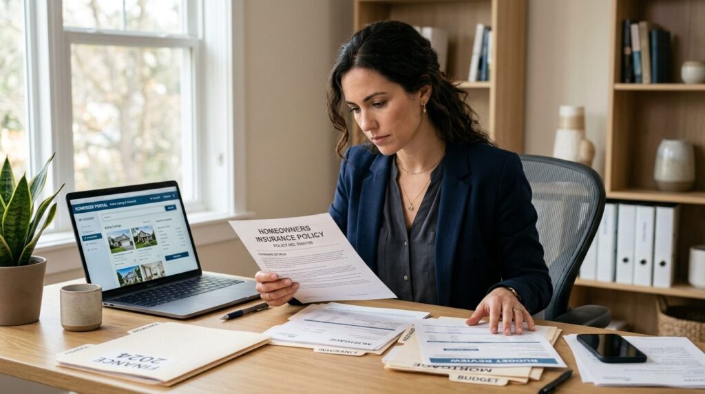 Realistic stock photo, 16:9 format, a woman reviewing financ