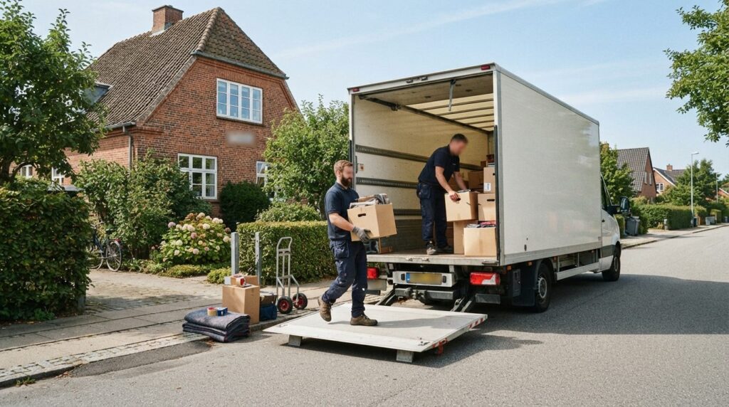 Experienced movers loading household items into a profession