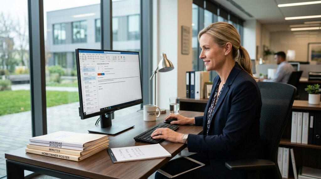 Professional photorealistic image of a board member sending 