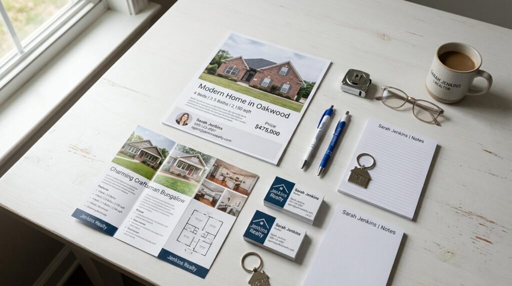 Close-up overhead flat lay of cost-effective real estate mar